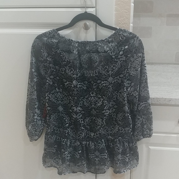 Faded Glory Women's Ruffle Blouse Dark Gray Sz S - Picture 6 of 12